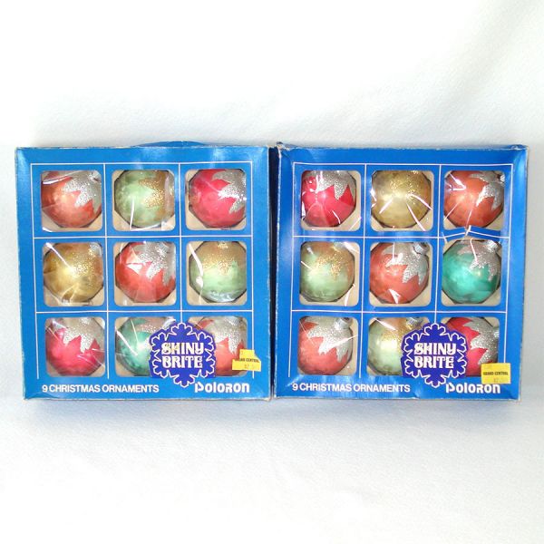 2 Boxes Shiny Brite Frosted Snowcap Glass Christmas Ornaments