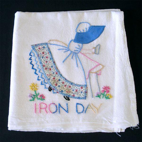 5 Embroidered Appliqued Sunbonnet Girl Kitchen Towels #5