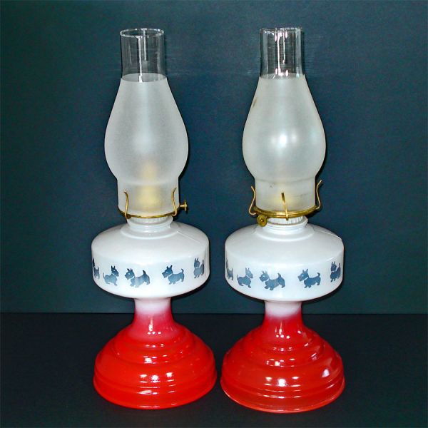 Red White Blue Scottie Dog Glass Oil Lamp #4