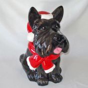 Scottie Dot in Santa Cap Ceramic Cookie Jar