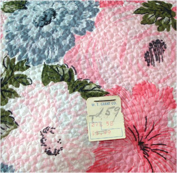 1960s Unused Blue Pink Floral Seersucker Twin Bedspread #5