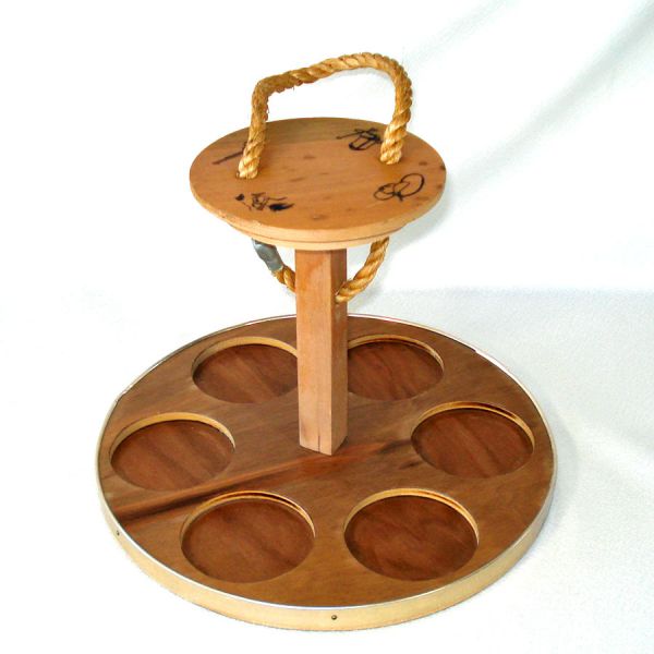 Wood Caddy Holder For Siesta Ware Western Glass Tumblers