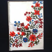 Stevens Simtex Red Blue Flowers Tablecloth Set In Box