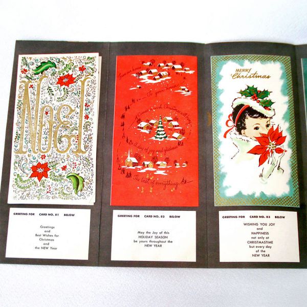 1950s Salesman Sample Christmas Cards Fold Out Display Book #3