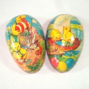 Double Scene Paper Mache Easter Egg Candy Container