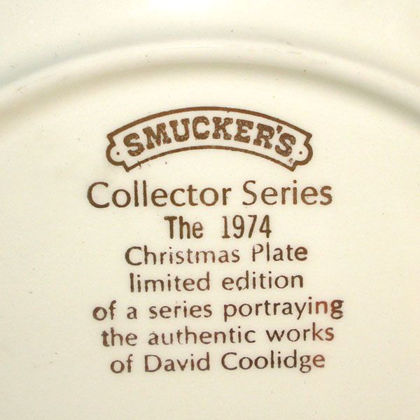 Smuckers 1972 Christmas Collector Plate, 1st in Series #2