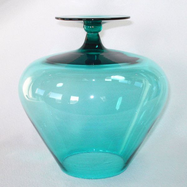 Aqua Mid Century Art Glass Snifter Vase #2