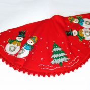 Snowman Couple Sequin Felt Applique Christmas Tree Skirt