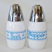 Corelle Snowflake Blue Garland Salt Pepper Shakers by Gemco