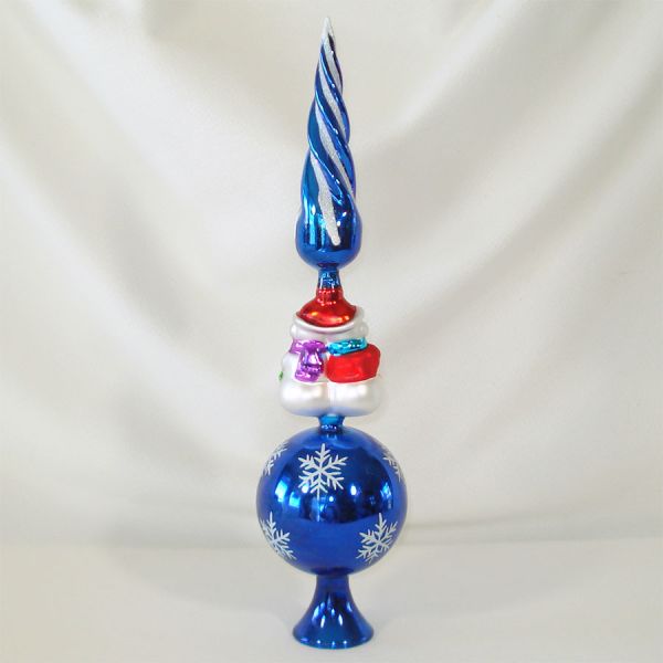 Glass Spire Christmas Tree Topper Figural Snowmen 14 Inches #2