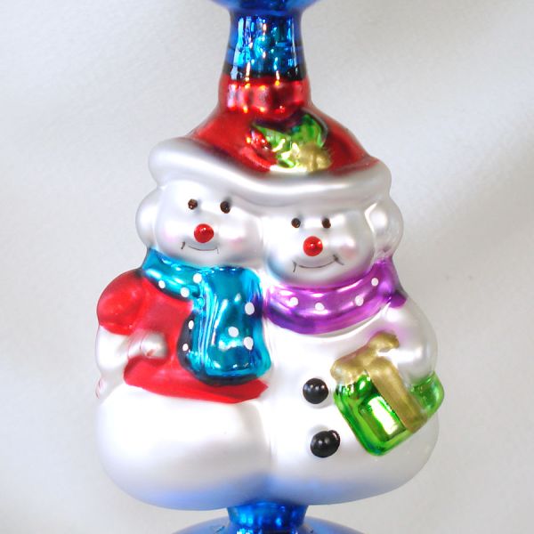 Glass Spire Christmas Tree Topper Figural Snowmen 14 Inches #3