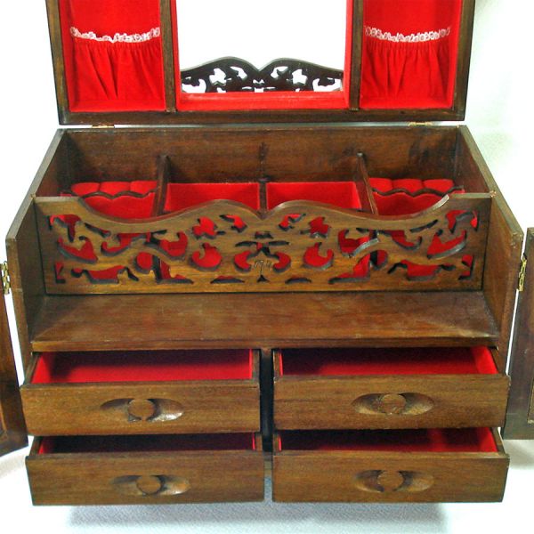 Large Vintage Jewelry Chest Soapstone Asian Figures #5