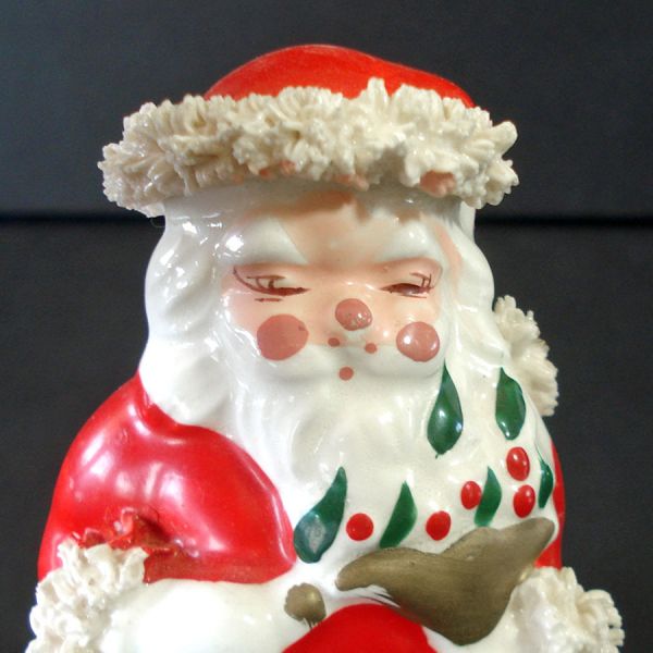 Ceramic Spaghetti Santa Claus With Dove Christmas Figurine #4