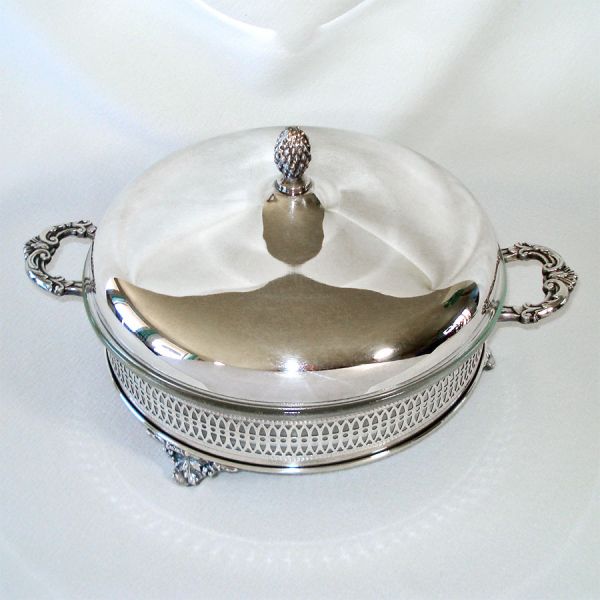 Sheffield USA Silverplate Casserole Cradle With GlasBake Insert #2