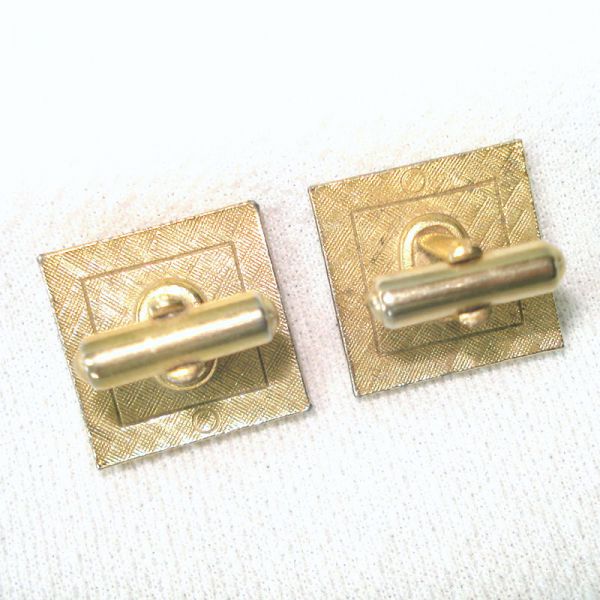 Square Faceted Vitrail Watermelon Glass Stone Cufflinks #3