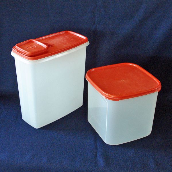 Tupperware Modular Mates Square Container, Cereal Canister Red Lids