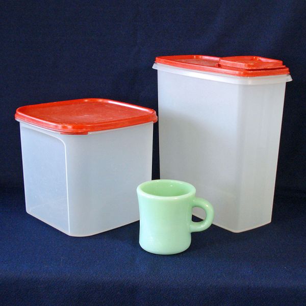 Tupperware Modular Mates Square Container, Cereal Canister Red Lids #3