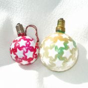 2 Embossed Star Balls Figural Milk Glass Christmas Light Bulbs