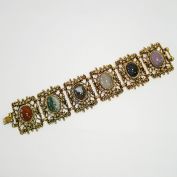 Agate Gemstone Vintage Wide Panel Bracelet
