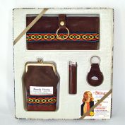 Boho 1970s Suede Wallet Cigarette Keychain Boxed Gift Set