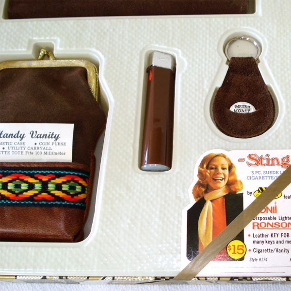 Boho 1970s Suede Wallet Cigarette Keychain Boxed Gift Set #2