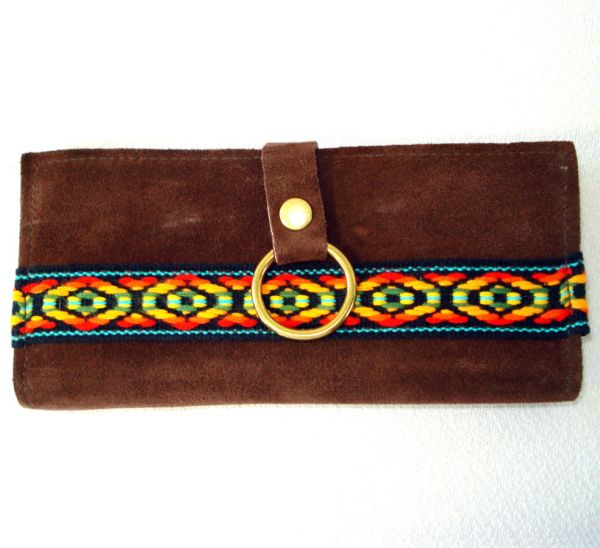 Boho 1970s Suede Wallet Cigarette Keychain Boxed Gift Set #3