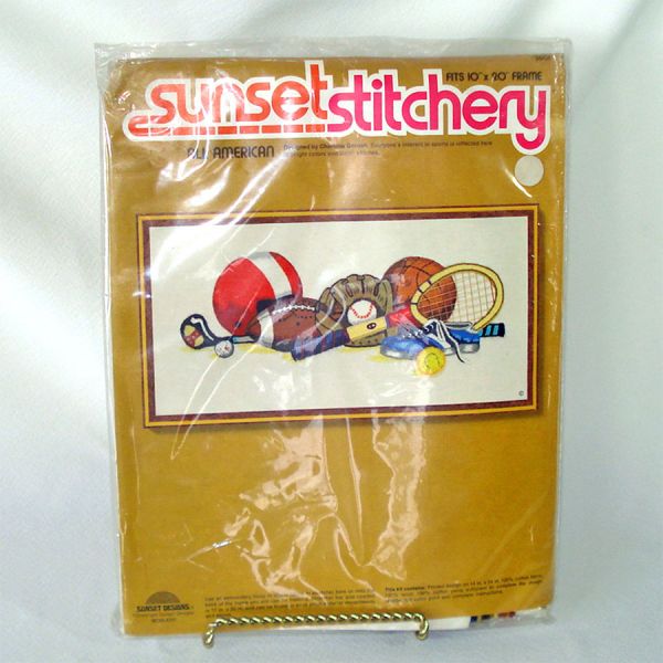 All American Sports Sunset Stitchery 1976 Needlework Kit