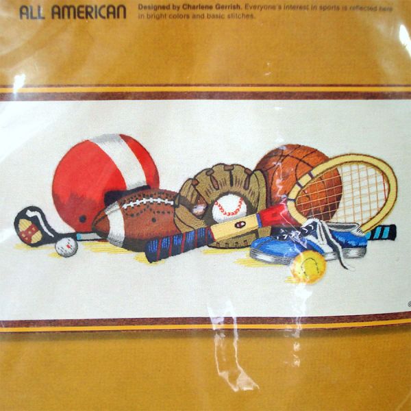 All American Sports Sunset Stitchery 1976 Needlework Kit #2