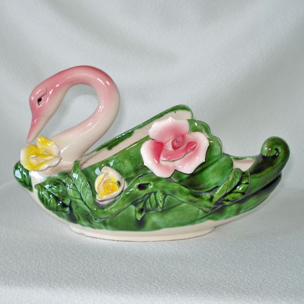 Royal Sealy Swan With Roses Planter #1