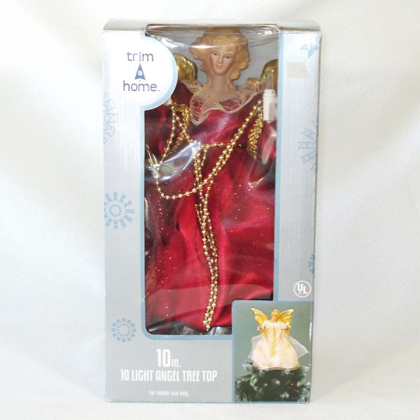 Lighted Angel Red Gown Christmas Tree Topper Mint #2