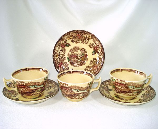Alfred Meakin Multicolor Tonquin Cups Saucers Set of 3 #5