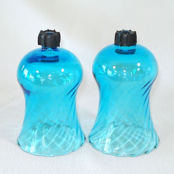 Pair Turquoise Blue Swirl Glass Votive Candle Sconce Holders #2