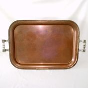 Antique Pewter Handled Copper Serving Tray Landers Frary Clark