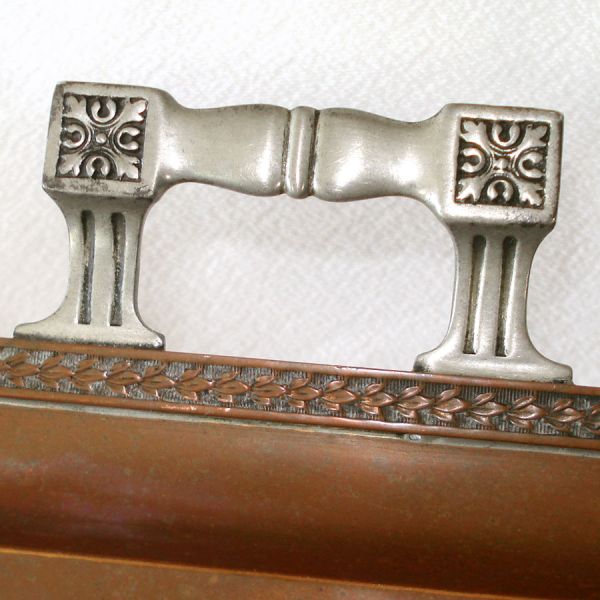 Antique Pewter Handled Copper Serving Tray Landers Frary Clark #4