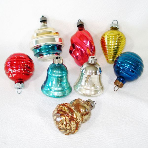 USA 1940s Small Shapes Glass Christmas Ornaments