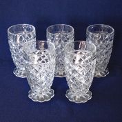 5 Hocking Waterford Waffle Footed Water Tumblers