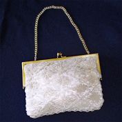 Mister Ernest White on Cream Beaded Evening Bag