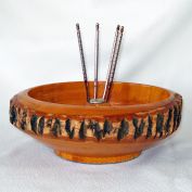 Mid Century Tree Bark Wood Nut Bowl