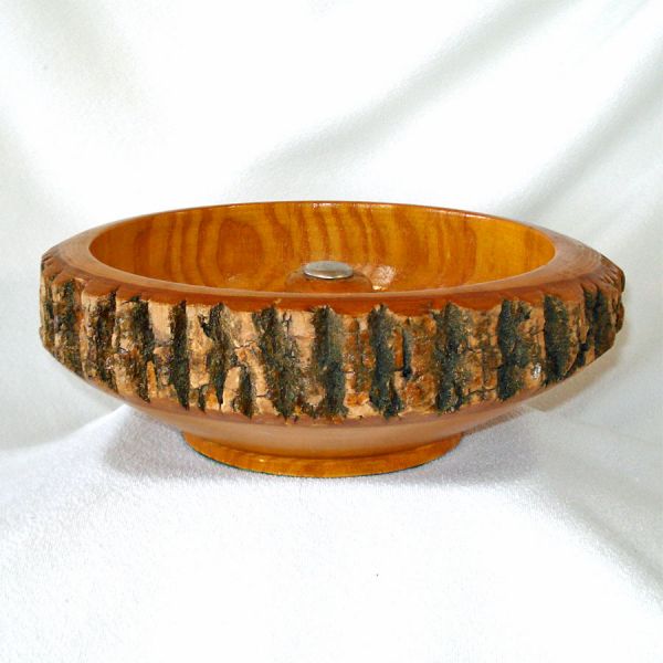 Mid Century Tree Bark Wood Nut Bowl #3