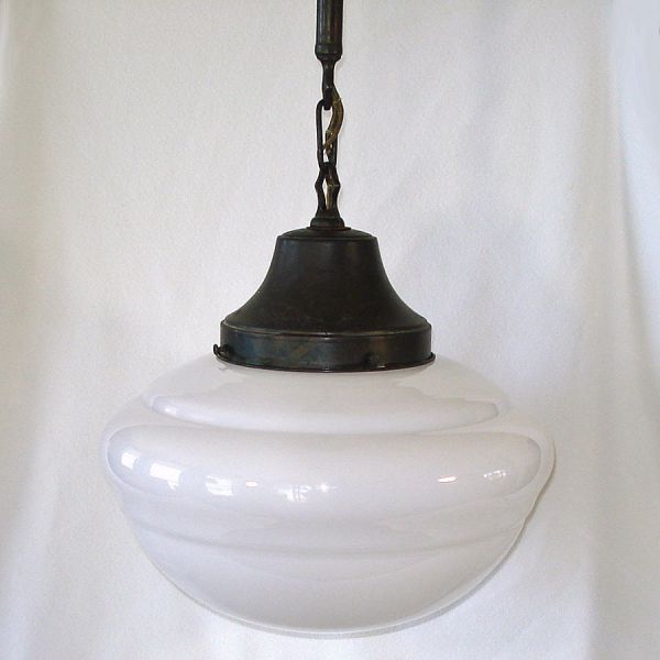 Schoolhouse Pendant Light Fixture 14 Inch Milk Glass Shade #2