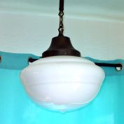 Schoolhouse Pendant Light Fixture 14 Inch Milk Glass Shade