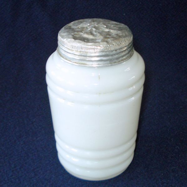 Hazel Atlas Ringed White Glass Range Top Salt Shaker #3