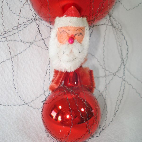 Glass Balloon Christmas Ornament With Chenille Santa Rider #2