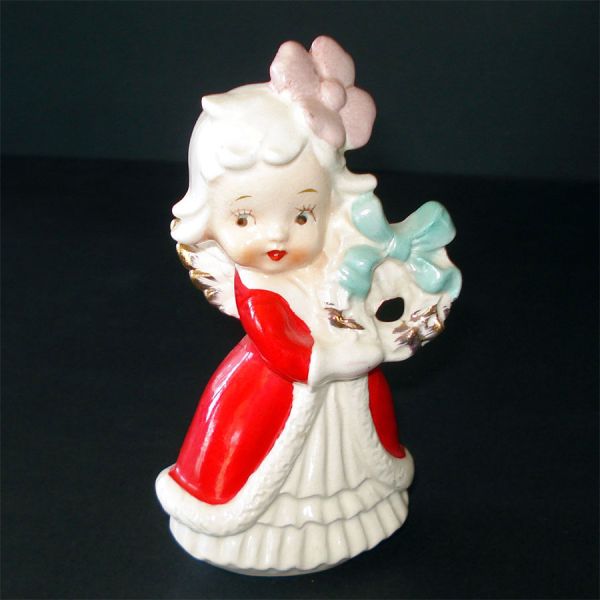 1950s Christmas Angel Holding Wreath Figurine
