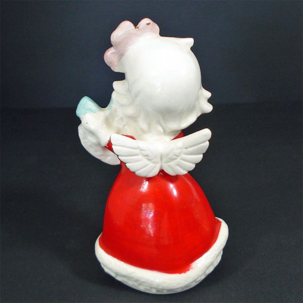 1950s Christmas Angel Holding Wreath Figurine #2