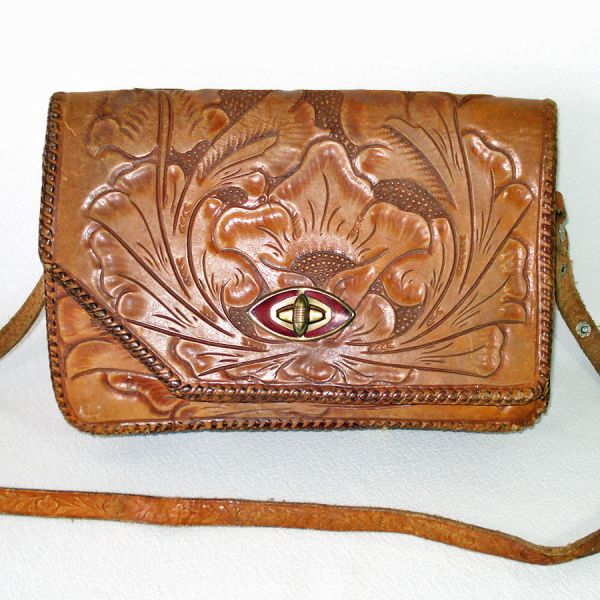 Western Style 1950s Tooled Leather Purse #2