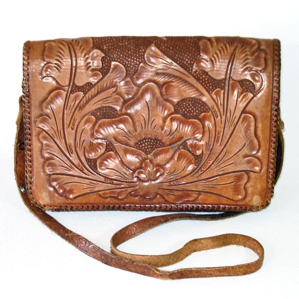 Western Style 1950s Tooled Leather Purse #3