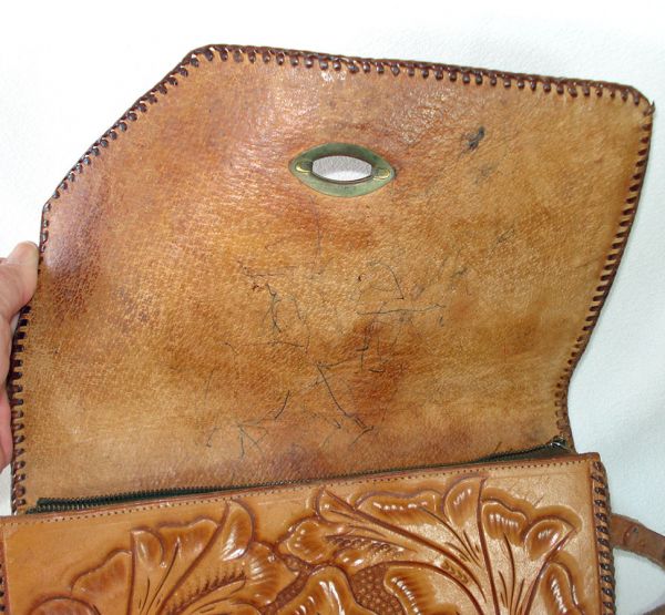 Western Style 1950s Tooled Leather Purse #7