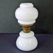 Antique Miniature Milk Glass Oil Kerosene Lamp