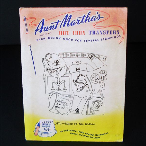 Aunt Marthas Signs of the Zodiac Hot Iron Transfer Pattern Sealed